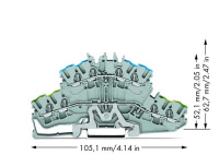 Wago 2002-2417 2-уровн. клемма, 0,25 - 2,5 (4) мм2, 4-пров., серая, PE/N
