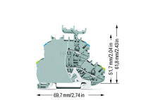 Wago 2000-2247/099-000 2-Уровн. Клемма, 0,14 - 1 (1,5) мм2, серая с торц. пластиной