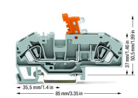 WAGO 282-697 2-пров. клеммник с размыкателем, перекидной ножевой, 0,2 - 6 мм2, серый, цвет: Серый
