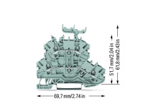 Wago 2000-2231 2-уровн. клемма, 0,14 - 1 (1,5) мм2, серая,