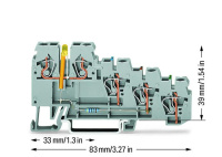 Wago 270-570/281-507 Клемма 4-пр. датчика,  мм2, NPN, серая