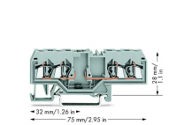 Wago 280-655/281-410 4-пров. клемма с диодом, 0,08 - 2,5 мм2, 1N4007, фронт.марк.