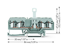 Wago 281-659 4-пров. клеммник с размыкателем, втычной, 0,08 - 4 мм2, серый