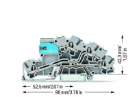 WAGO 2003-7641 3-уровн. клемма, 0,25 - 2,5 (4) мм2, L/L/PE, подкл. к шине, серая, цвет: Серый