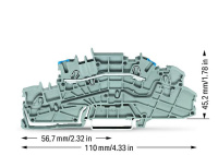Wago 2003-6651 2-уровн. клемма, 0,25 - 2,5 (4) мм2, профильн., 1 шина, ''N'', серая