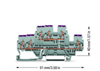 Wago 870-538 2-уровн. клемма клемма, 0,08 - 2,5 (4) мм2, L, 3-пров. клемма, серая