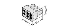 WAGO 773-496 6-проводная клемма, d: 0,75-2,5 мм2, Ex, светло-серая