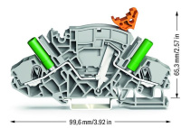 Wago 2007-8821/044-000 2-пров. клеммник с размыкателем, 0,5 - 6 (10) мм2, серый