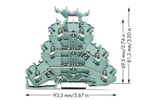 Wago 2002-3233 3-уровн. клемма, 0,25 - 2,5 (4) мм2, серая, доп.держ., L/L/N