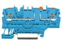Wago 2202-1974 2-conductor disconnect/test terminal block, with ush-button, with additional jumer osition, orange disconnect link, for DIN-rail 35 x 15 and 35 x 7.5, 2.5 mm², Push-in CAGE CLAMP®, 2,50 mm², blue