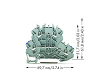 Wago 2002-2202 2-уровн. клемма, 0,25 - 2,5 (4) мм2, серая, N / L