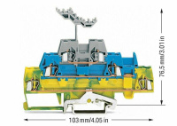 WAGO 280-547 3-уровн. клемма, 0,08 - 2,5 мм2, сер./син./ж.-зел., L/L/PE, цвет: желто-зелёный