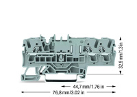 Wago 2002-1701 3-пров. проходная клемма, 0,25 - 2,5 (4) мм2, with test option same profile as 3-conductor disconne, gray