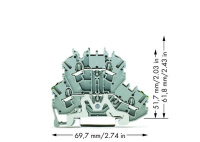 Wago 2002-2227 2-уровн. клемма, 0,25 - 2,5 (4) мм2, серая, L/PE