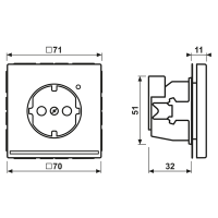 Jung LS 1520 LG SCHUKO®-розетка, 16 A 250 В ~, duroplastic, Серия LS, светло-серый